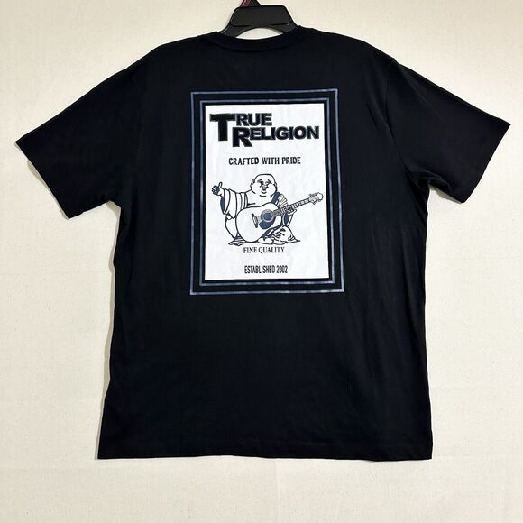 True Religion Mens Short Sleeve Shirt Buddha Tee Black XL - Picture 1 of 8